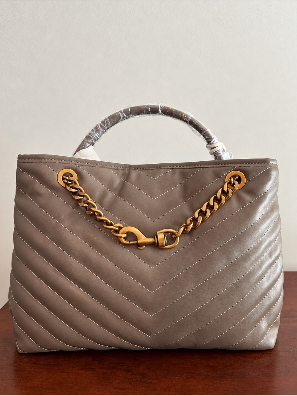 Jessica Simpson Regina Satchel Mink Quilted Chain Handbag NWT $108